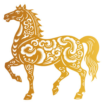 金色花紋裝飾的駿馬圖案