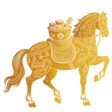 金色祥馬馱寶圖