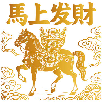金色駿馬馱寶馬上發(fā)財
