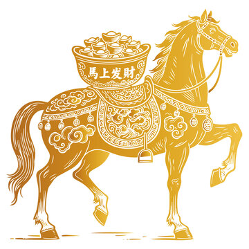 金色馬上發(fā)財(cái)吉祥馬圖案