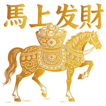 金色馬上發(fā)財(cái)吉祥圖案