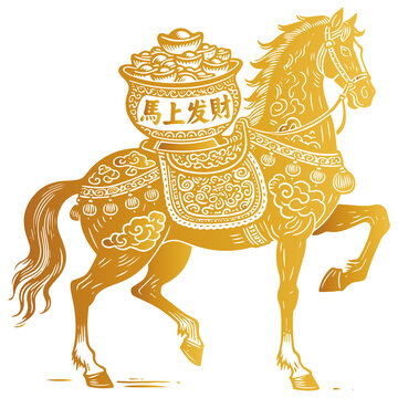 金色馬上發(fā)財(cái)吉祥馬圖案