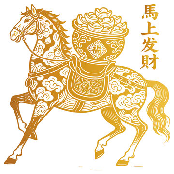 馬上發(fā)財吉祥金色駿馬圖