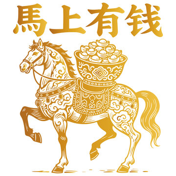馬上有錢吉祥圖案設(shè)計