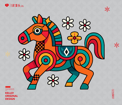 馬年插畫抽象包裝插圖