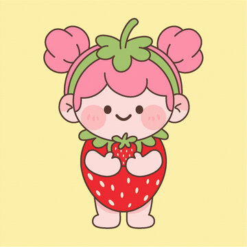 草莓女孩可愛卡通形象