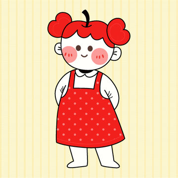 可愛蘋果造型雙馬尾女孩