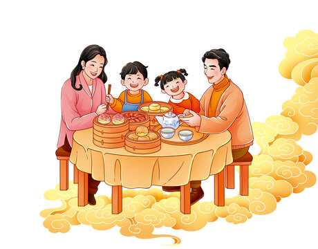 一家人團(tuán)圓場(chǎng)景