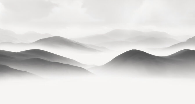 水墨風(fēng)格層疊山巒背景圖