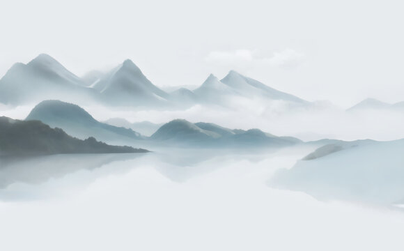 水墨山水意境風(fēng)光圖