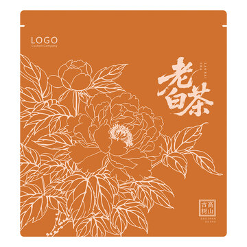 牡丹花手繪圖密封袋花紋線稿矢量圖手提袋