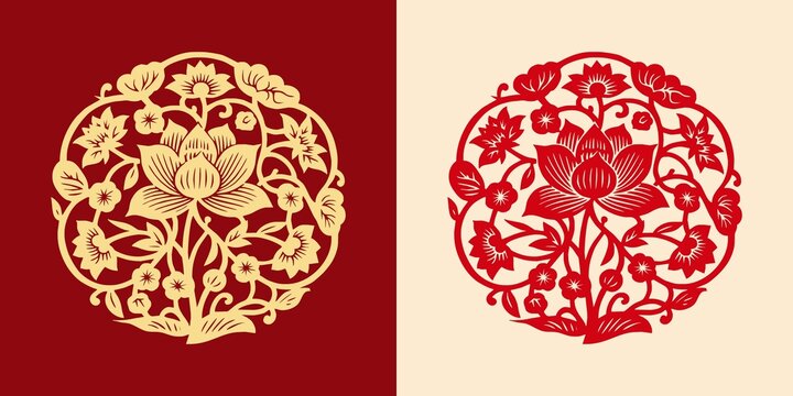 蓮花剪紙圖案