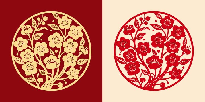 梅花剪紙圖案