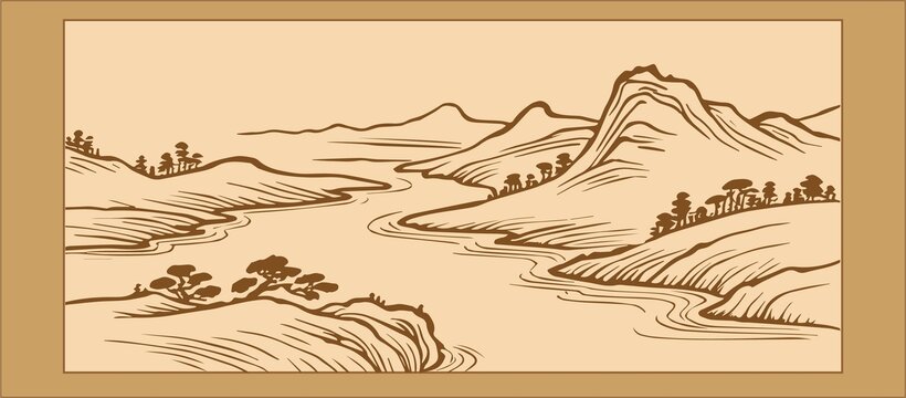 藝術山水線條