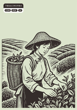 采茶姑娘傳統(tǒng)茶文化元素