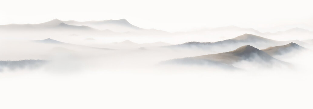 水墨意境云霧繚繞群山圖