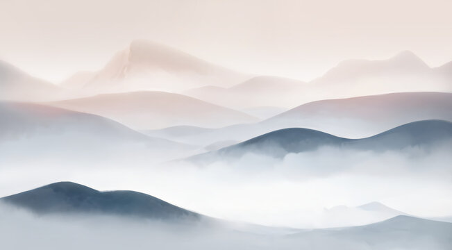 水墨風(fēng)格的層巒疊嶂山水圖