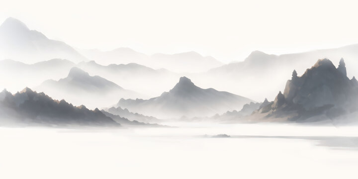 水墨意境山水風(fēng)光圖
