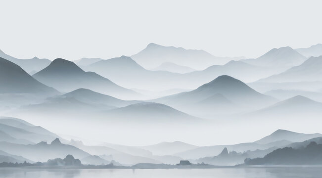 水墨意境山水風(fēng)景圖