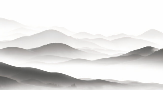 水墨意境層疊山巒圖