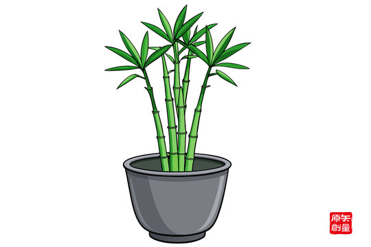 盆栽翠竹卡通插畫(huà)
