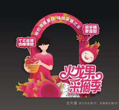 火龍果采摘季拍照道具