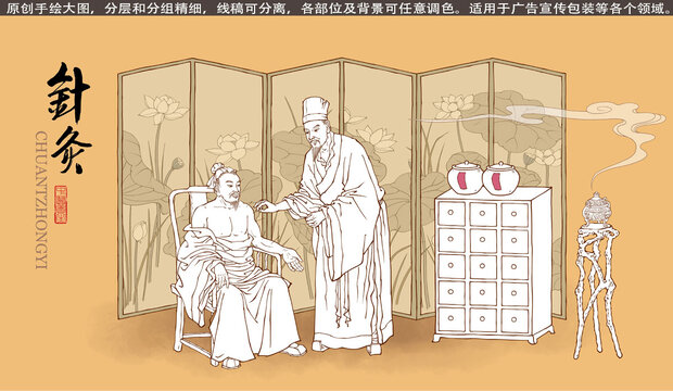 古代針灸圖線描版