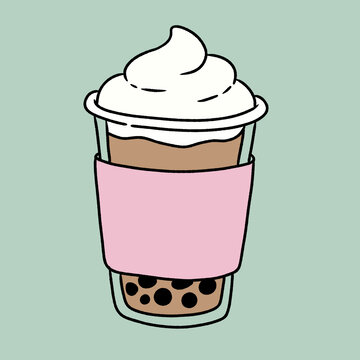 卡通風(fēng)格珍珠奶茶插畫