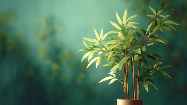 綠植盆栽的清新背景圖