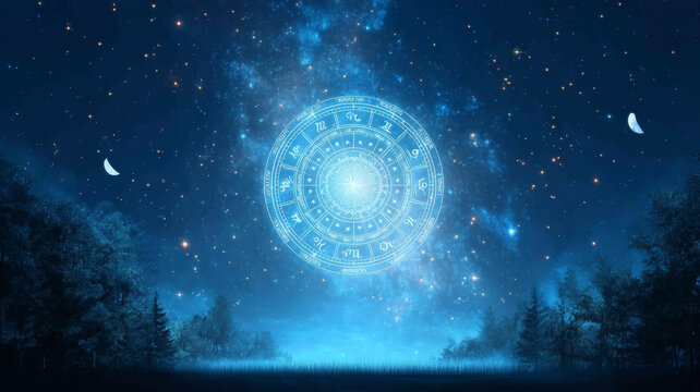 星空森林中的星座圖