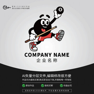 卡通LOGO休閑臺球桌球斯洛克