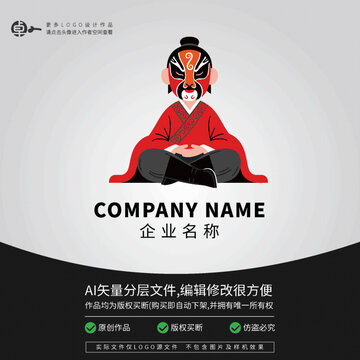 川劇戲劇變臉卡通舞臺(tái)人物L(fēng)OGO京劇