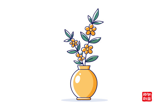 簡(jiǎn)約風(fēng)花瓶插花插畫(huà)