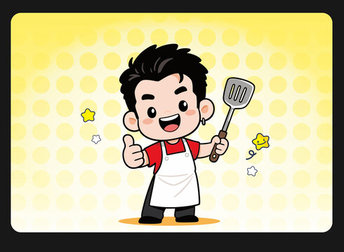 卡通廚師帥氣老板