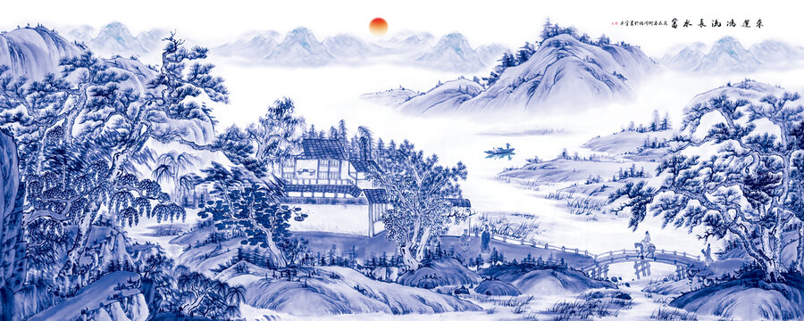 青花瓷山水畫