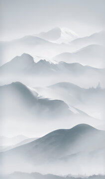 水墨風(fēng)格的縹緲山巒圖景