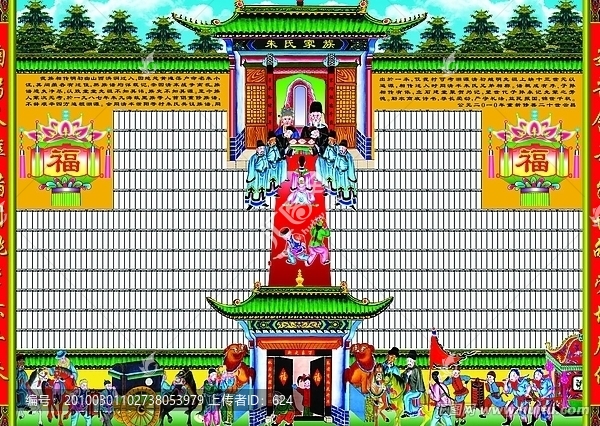 新巨幅橫式家譜模板