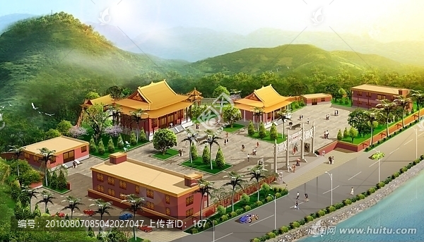 寺廟景觀效果圖