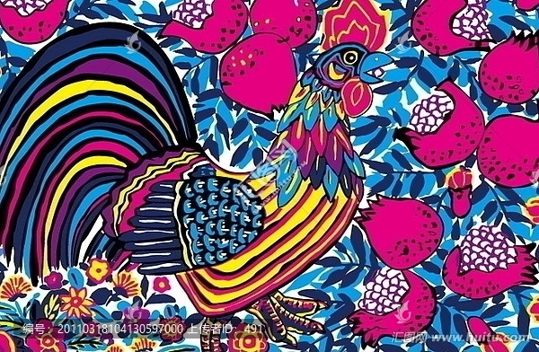 公雞插畫年畫