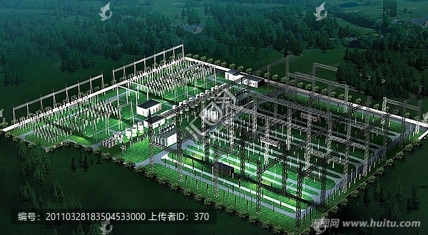 變電站,電管所,變電站模型,效果圖,夜景