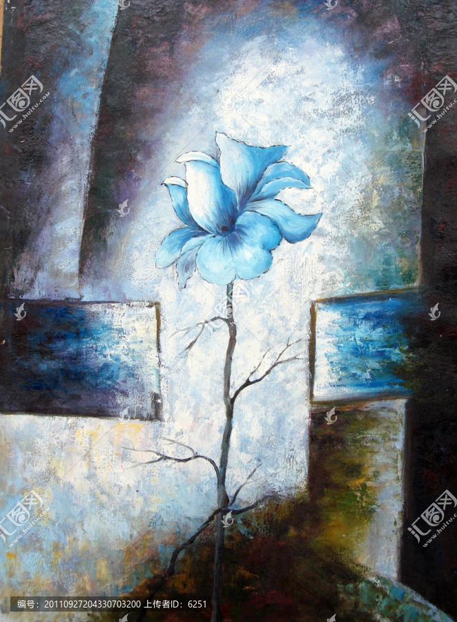 抽象花油畫