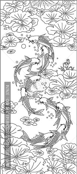 線描九魚圖
