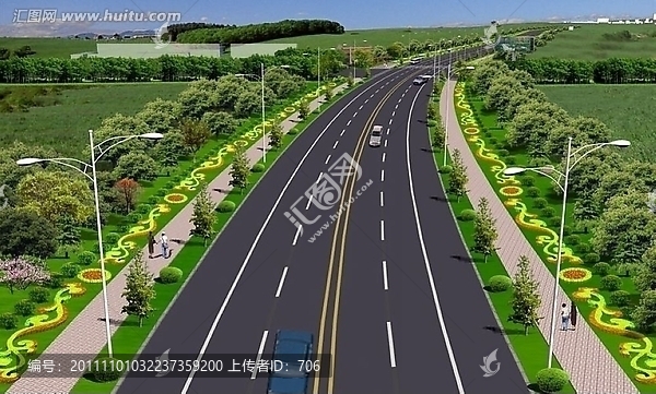 公路綠化效果圖