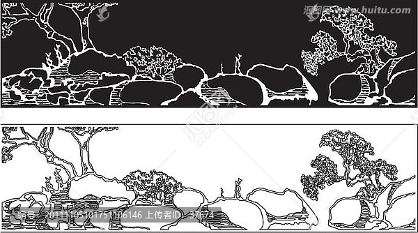 屏風(fēng)背景花條類雕刻圖