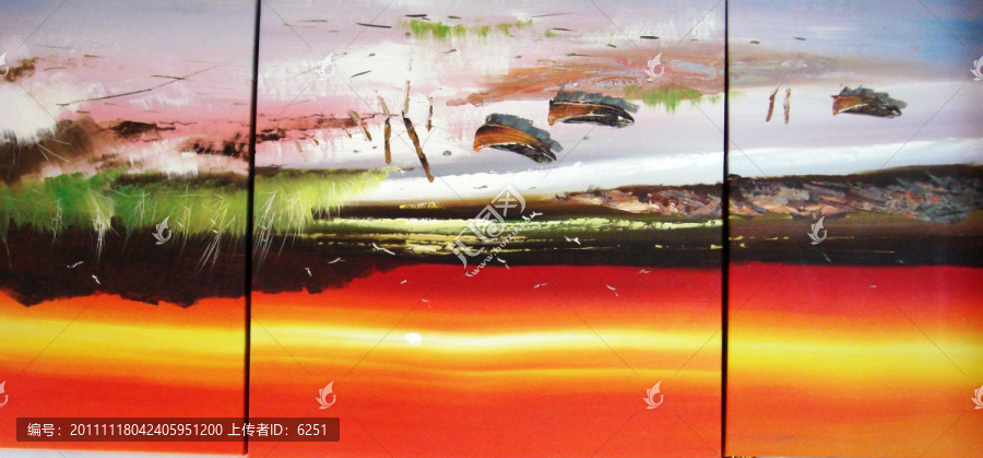 漂亮的油畫(huà)三拼圖