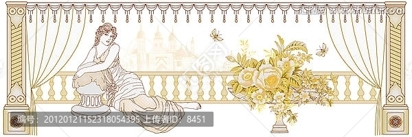 美女,瓷片腰線花片（通道分色）