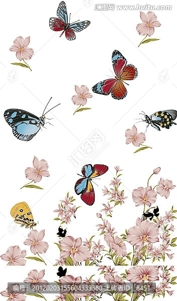 蝴蝶,瓷片腰线花片（通道分色）