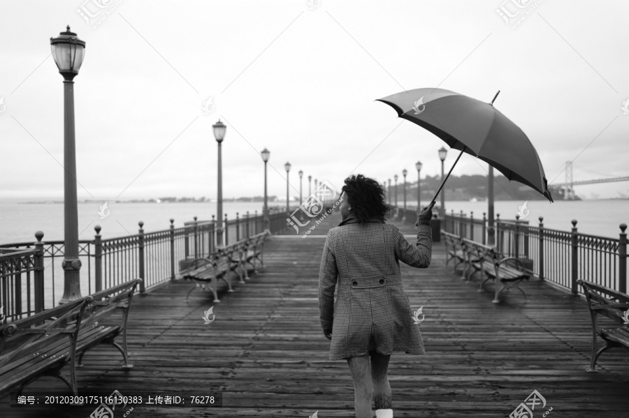 拿着雨伞的女孩