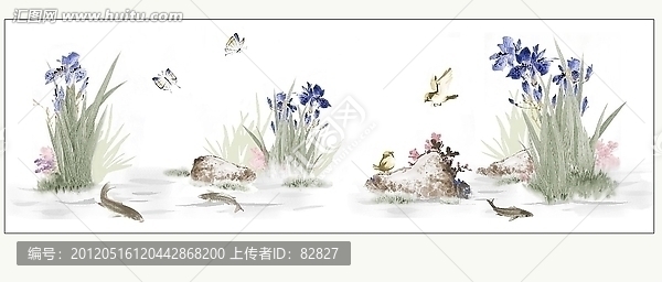 水墨河邊蘭花（通道分層）