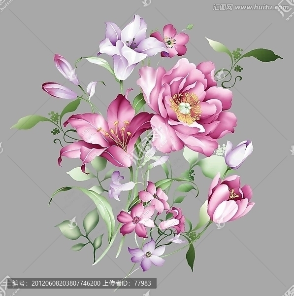 手繪花卉圖案素材
